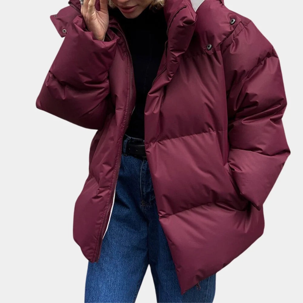 Women’s Black Quilted Puffer Jacket Lightweight Design with Hood 0