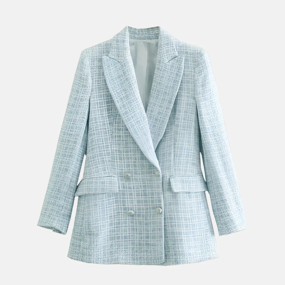 Women’s Tweed Blazer Double-Breasted Tailored Fit 1