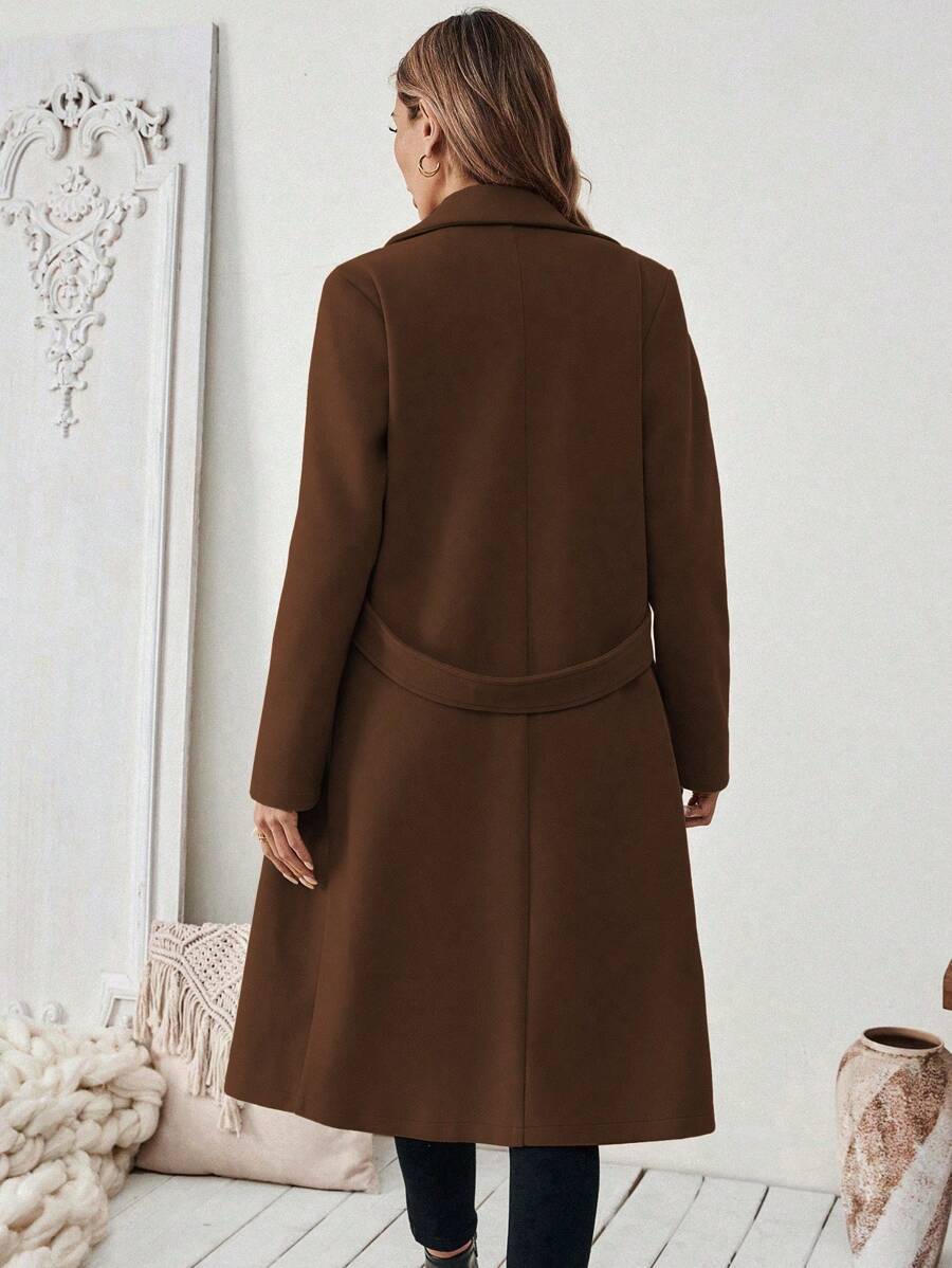 Adelheid Classic Coat with Notch Lapels and Flap Pockets - Brown
