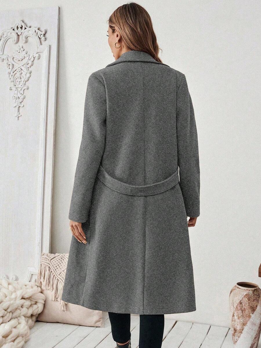 Adelheid Classic Coat with Notch Lapels and Flap Pockets - Gray