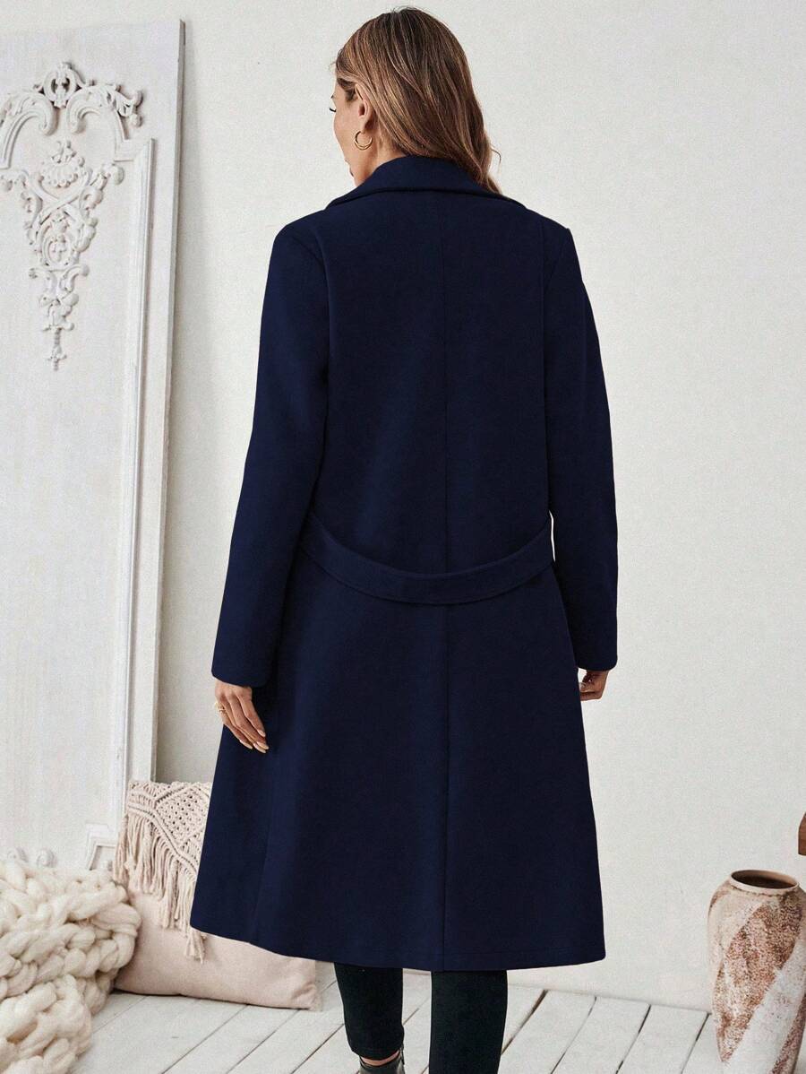 Adelheid Classic Coat with Notch Lapels and Flap Pockets - Dark Blue