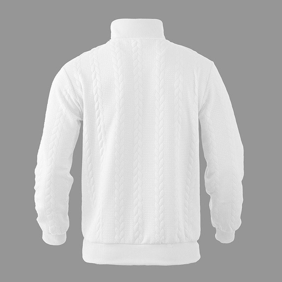 Alex Men's Quarter Zip Sweater with Stand Collar - White