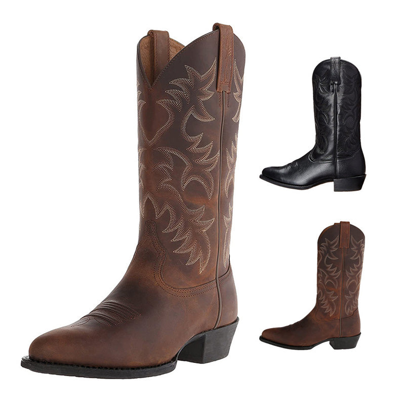 Alona Classic Cowboy Boots with Stitched Shaft