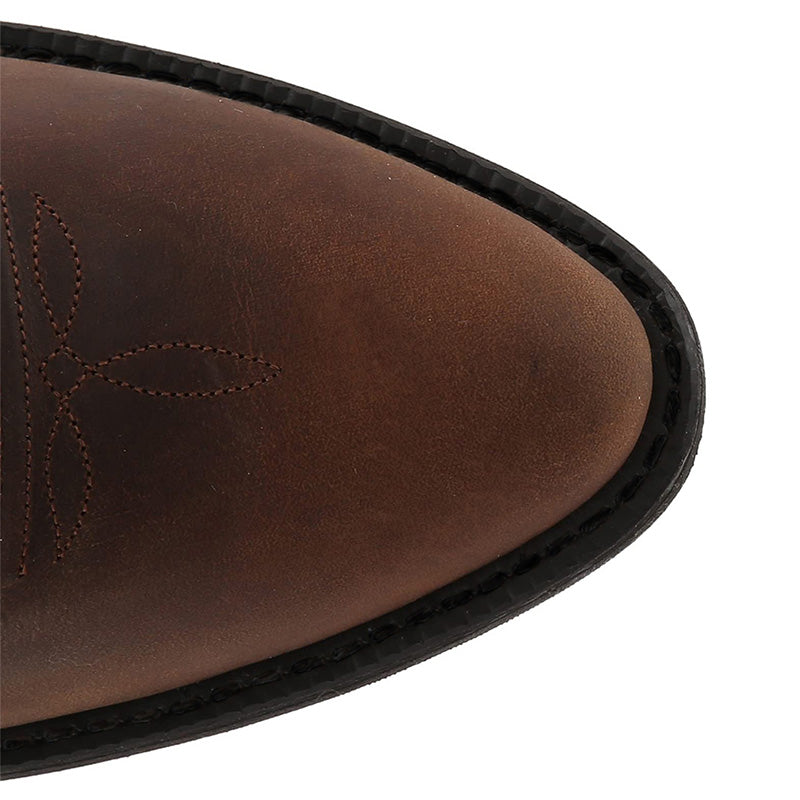 Alona Classic Cowboy Boots with Stitched Shaft - Brown