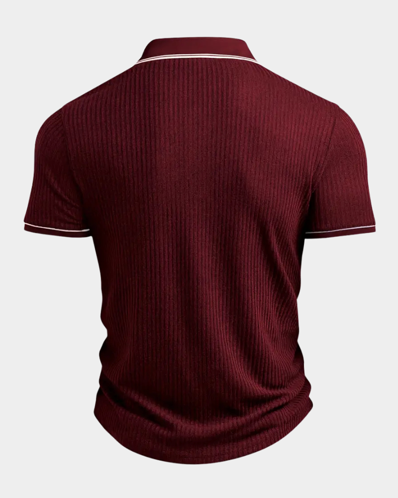 Amillo Men's Classic Polo Shirt with Two-Button Placket - Red