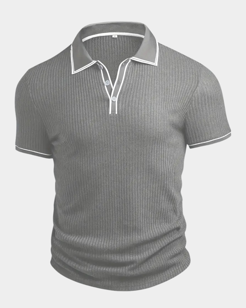 Amillo Men's Classic Polo Shirt with Two-Button Placket - Gray