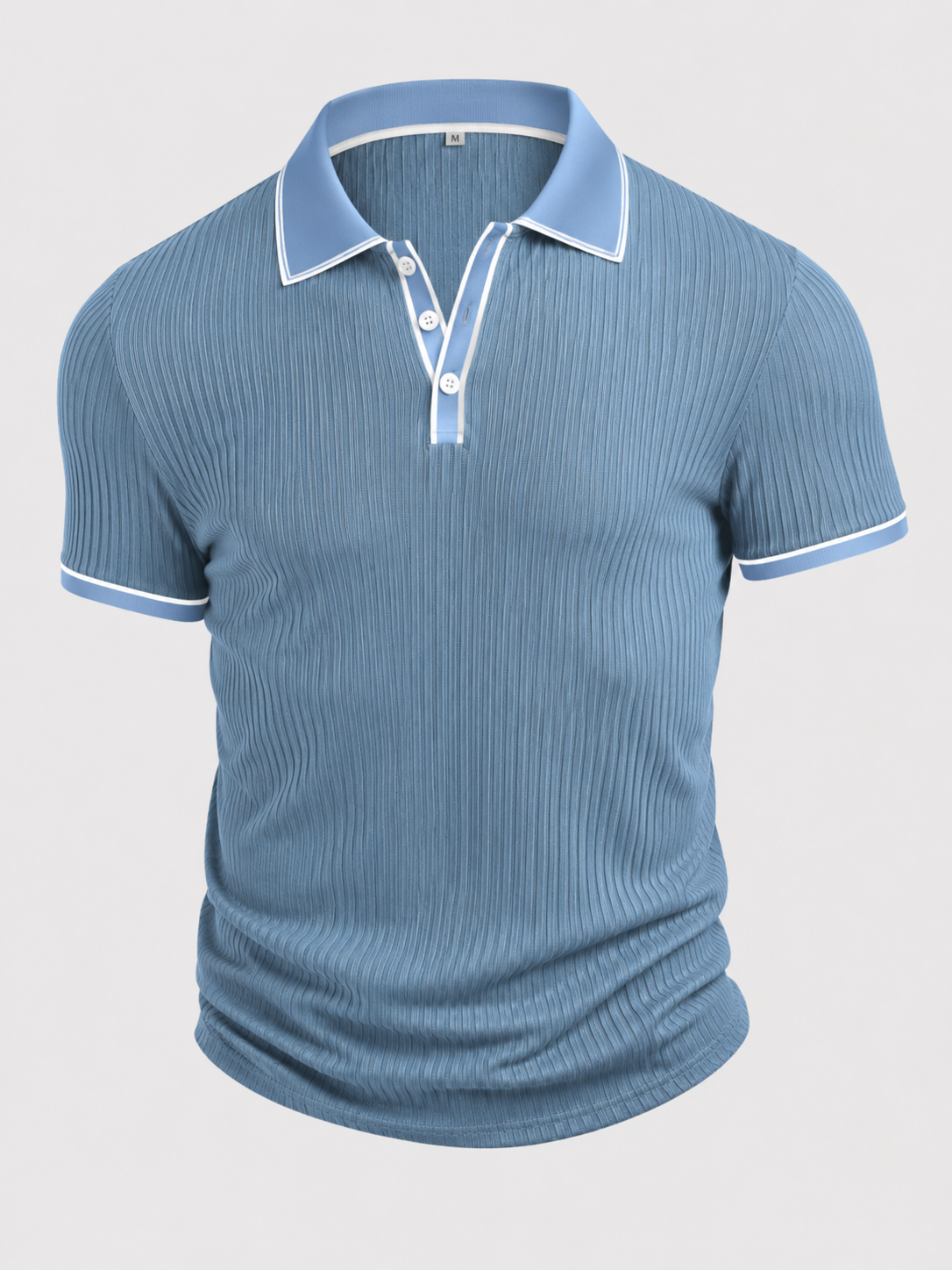 Amillo Men's Classic Polo Shirt with Two-Button Placket - Light Blue