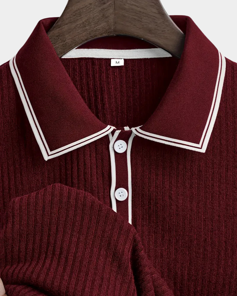 Amillo Men's Classic Polo Shirt with Two-Button Placket - Red
