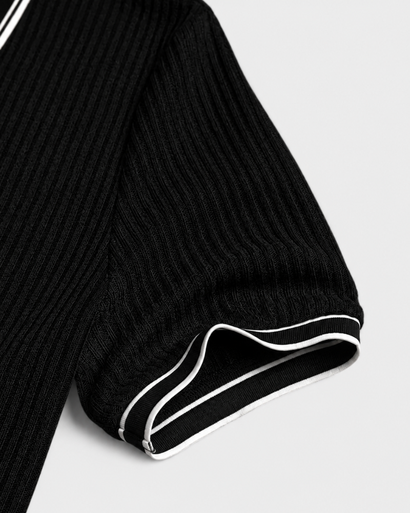 Amillo Men's Classic Polo Shirt with Two-Button Placket - Black