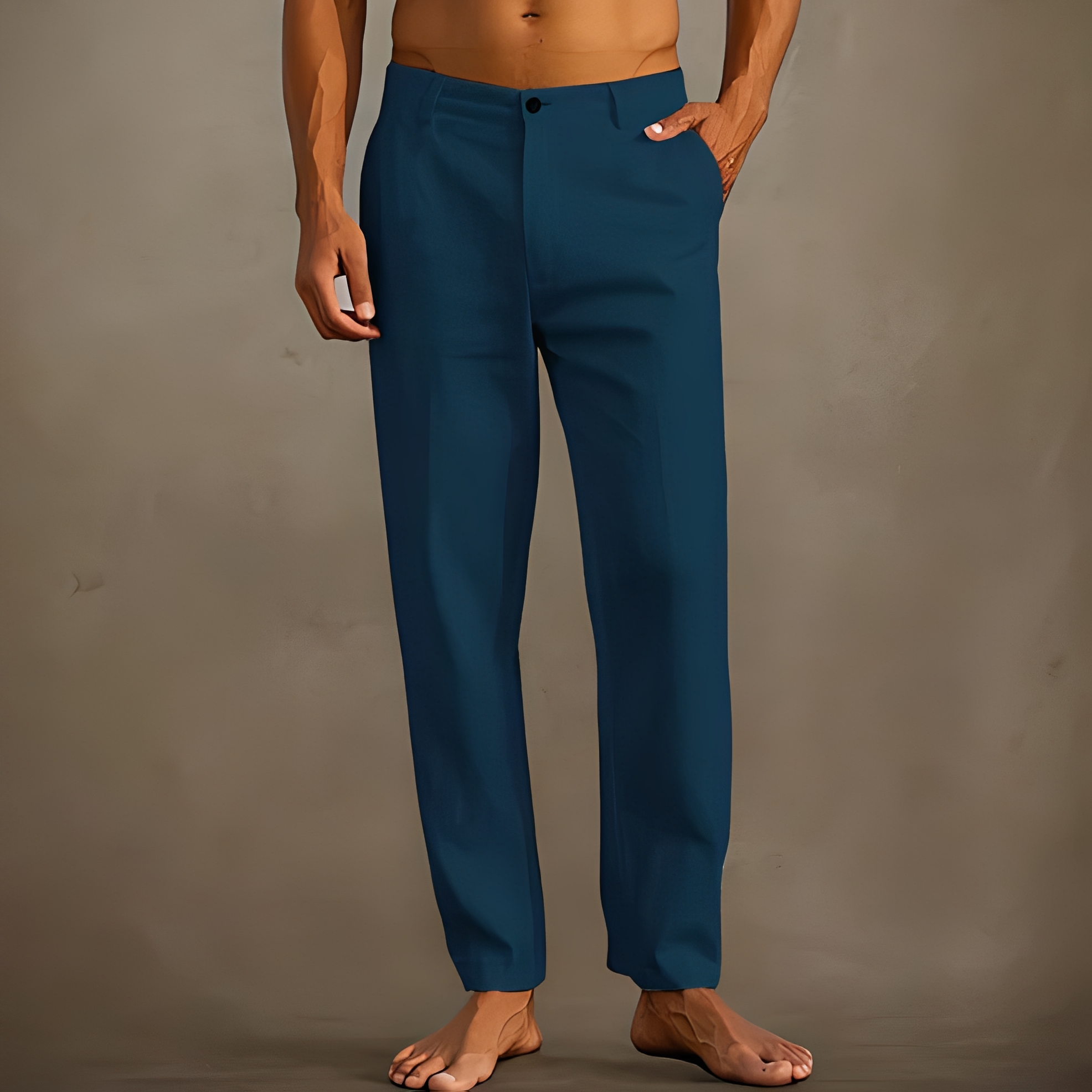 Arjay Men's Lightweight Trousers with Straight Leg - Navy