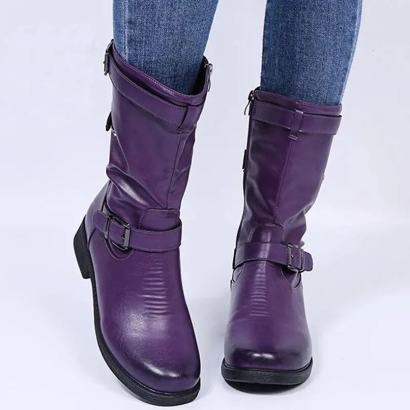 Avelyne Mid-Calf Boots with Cushioned Footbed - Violet