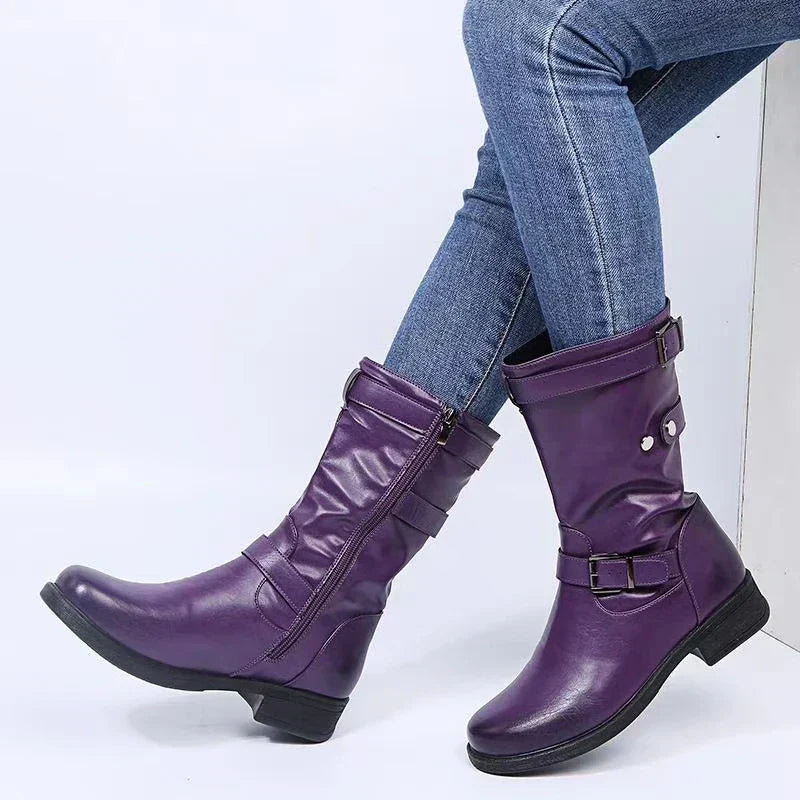 Avelyne Mid-Calf Boots with Cushioned Footbed - Violet