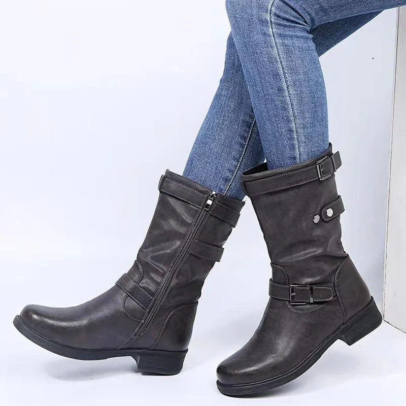 Avelyne Mid-Calf Boots with Cushioned Footbed - Gray