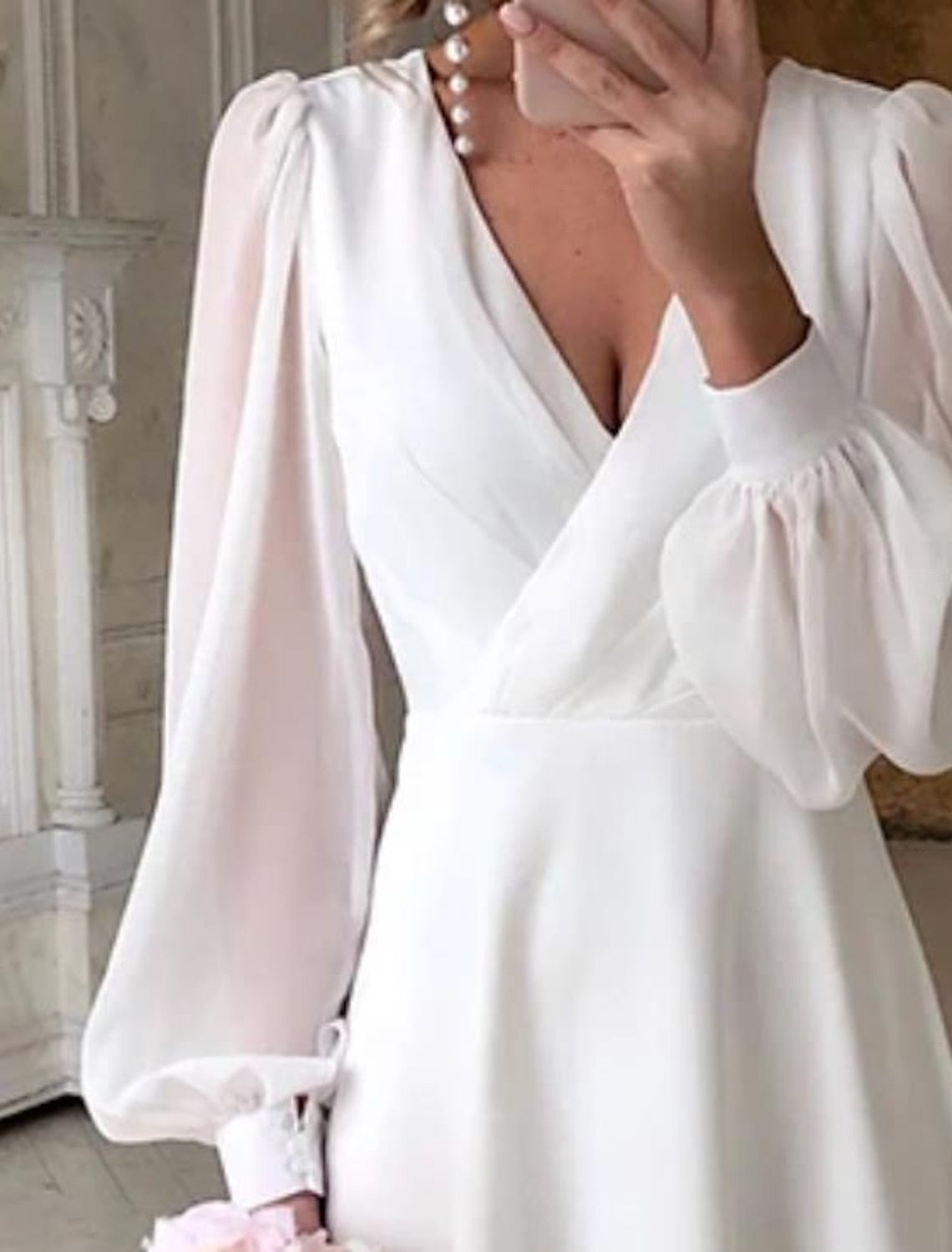 Birgitte White Maxi Dress with Tiered Skirt and Covered Buttons - White