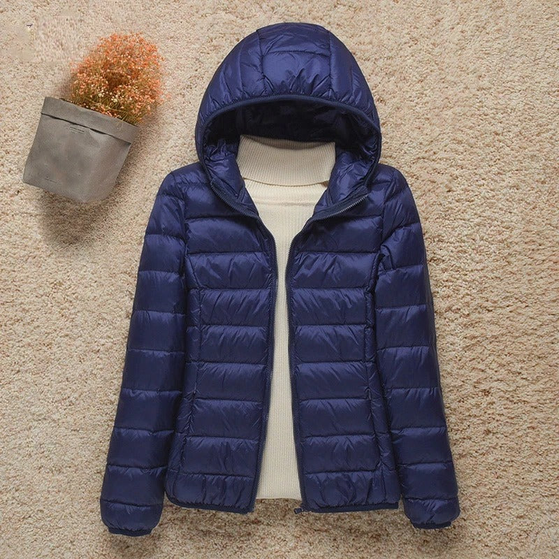 Carlo Lightweight Puffer Jacket with Fixed Hood - Navy