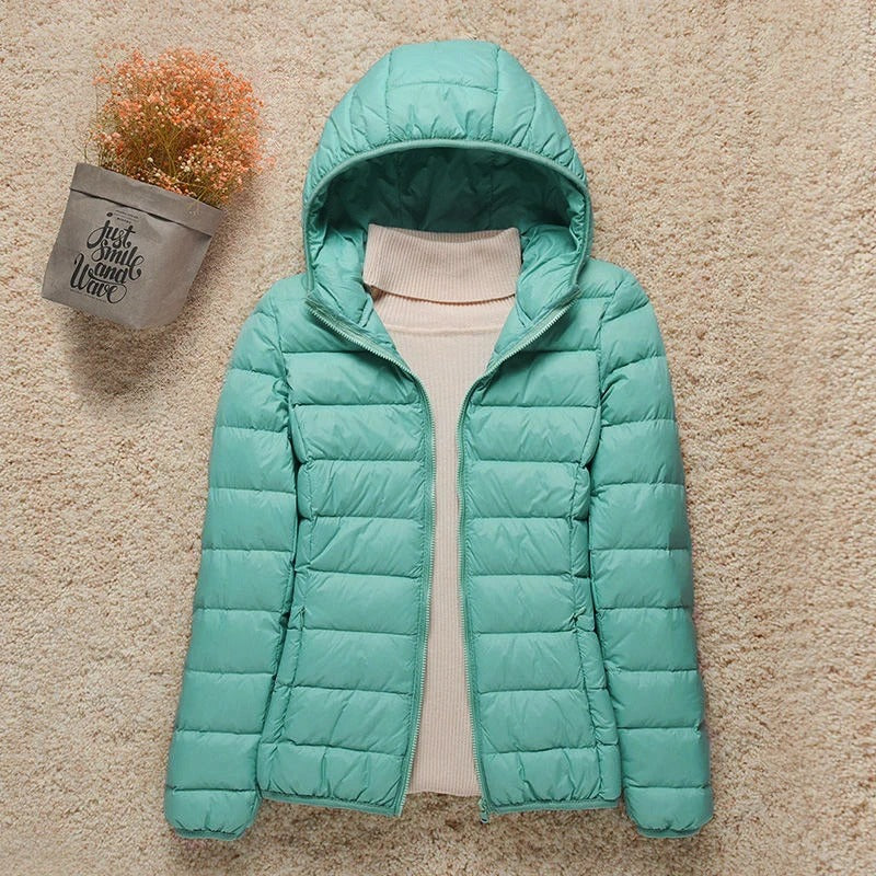 Carlo Lightweight Puffer Jacket with Fixed Hood - Turquoise