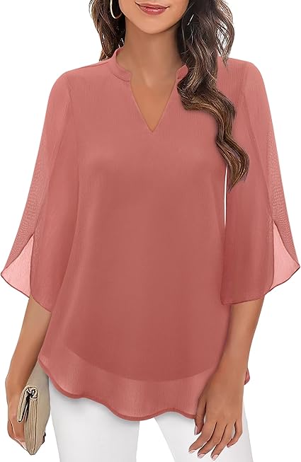 Carmela Flowing Formal Blouse with Covered Buttons - Pink