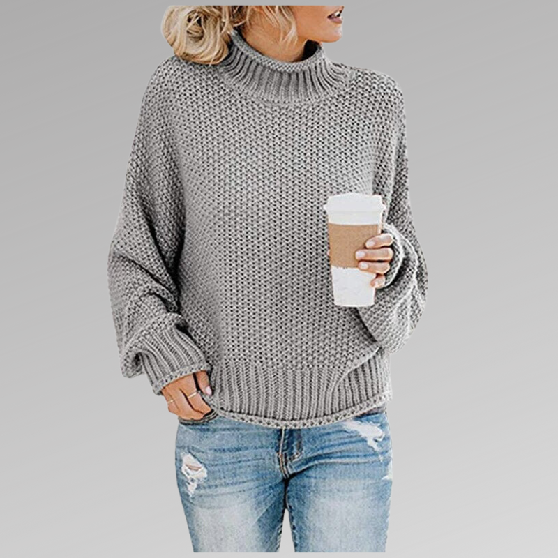 Carmina Fine Knit Sweater with Crew Neck and Ribbed Trim - Gray