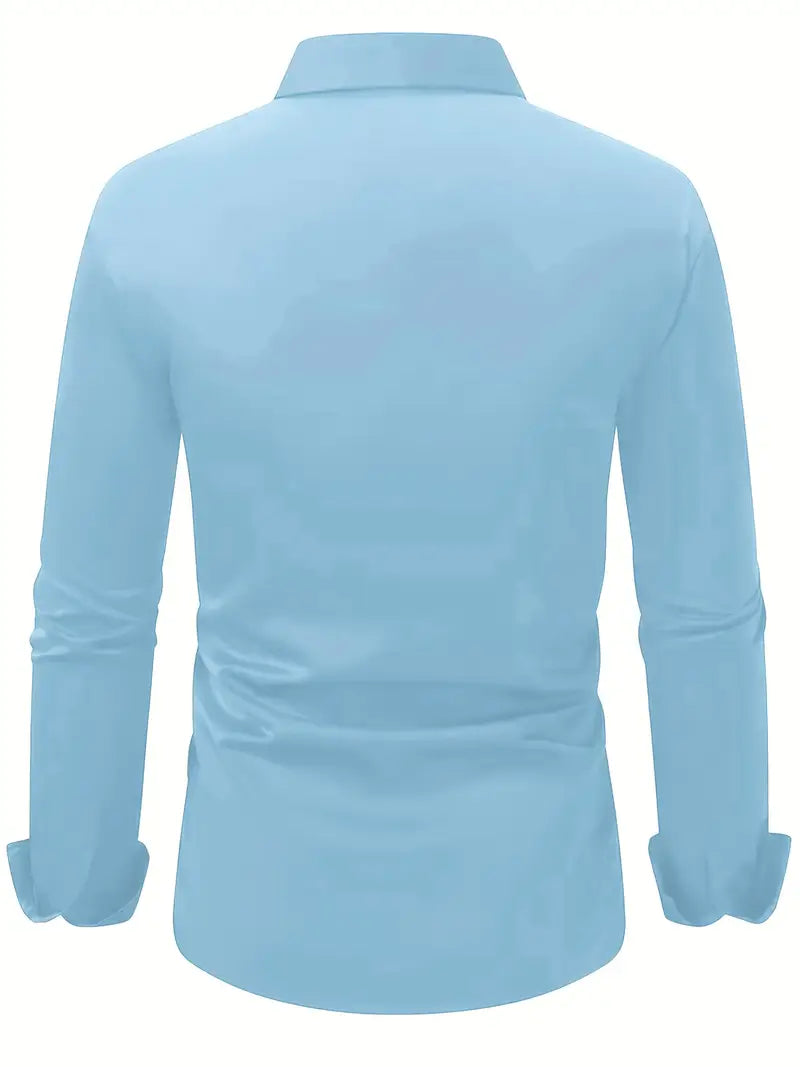 Caspian Men's Dress Shirt with Structured Collar and Yoke - Blue