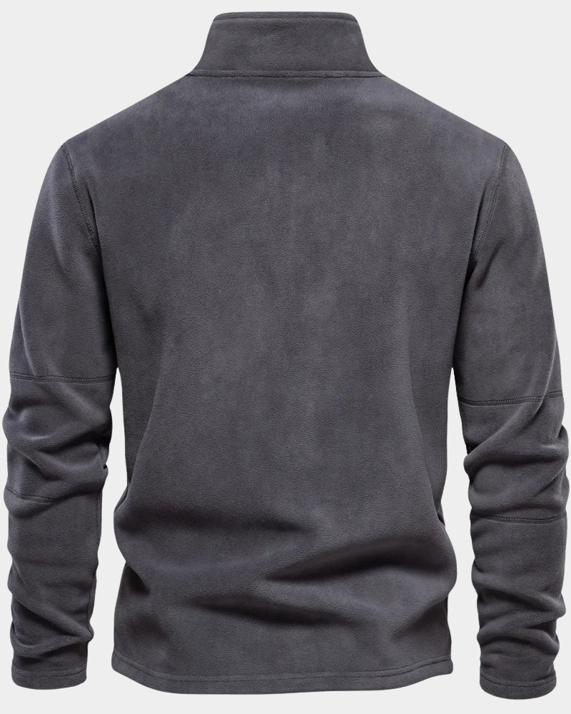 Danny Men's Fleece Pullover with Zip Collar and Straight Body - Dark Gray