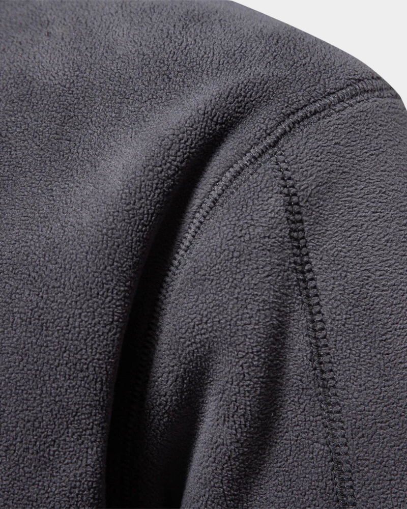 Danny Men's Fleece Pullover with Zip Collar and Straight Body - Dark Gray