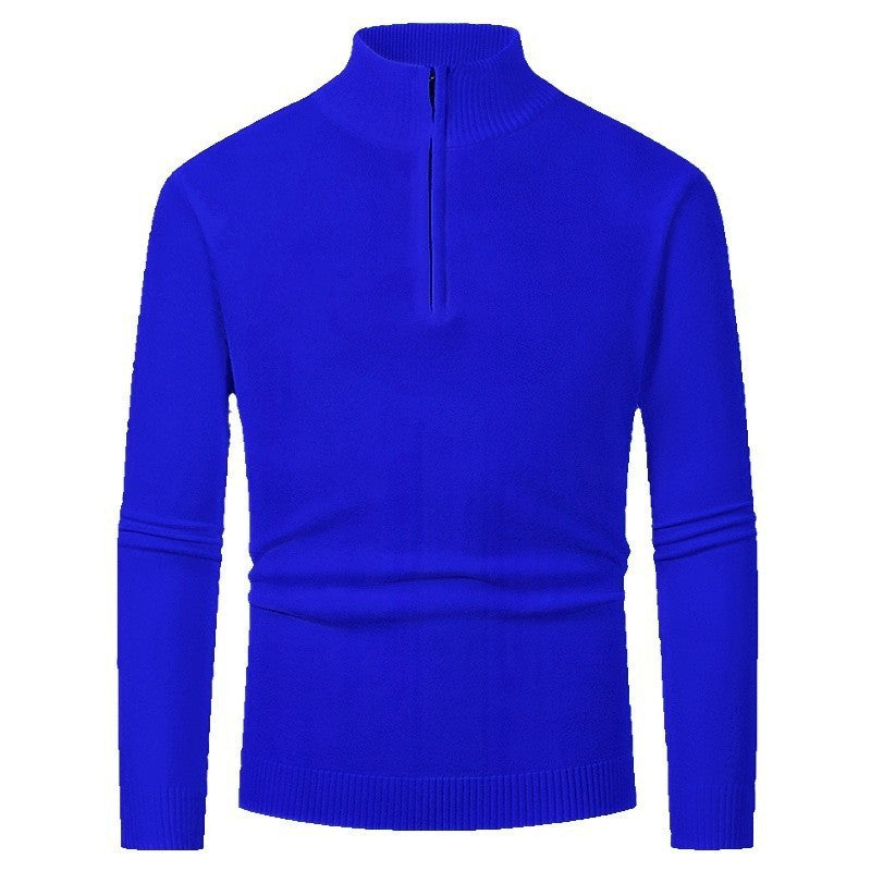 Eckhard Men's Half-Zip Sweater with Stand Collar - Blue