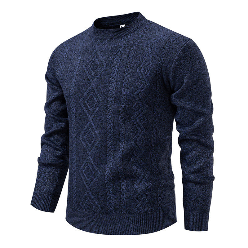 Emmerich Men's Fine Knit Sweater with Diamond Pattern - Blue Gray