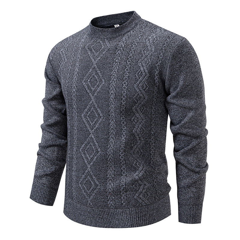 Emmerich Men's Fine Knit Sweater with Diamond Pattern - Dark Gray