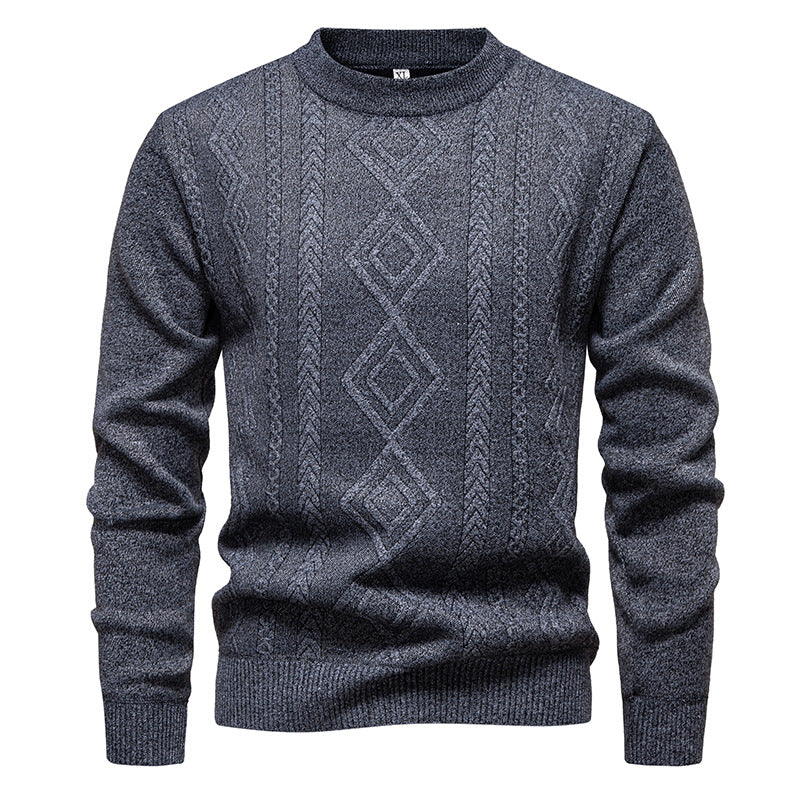 Emmerich Men's Fine Knit Sweater with Diamond Pattern - Dark Gray