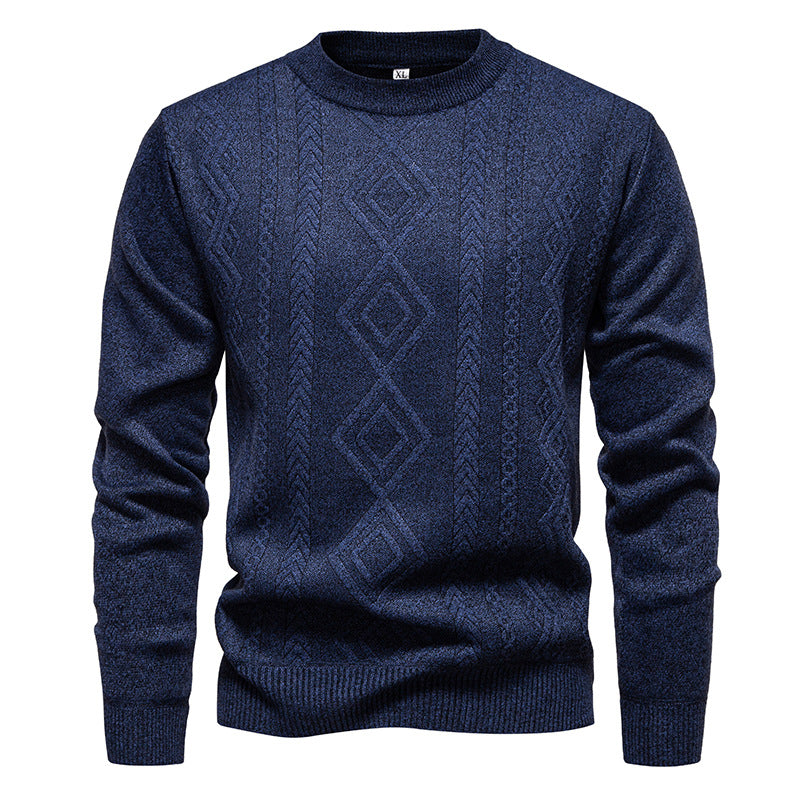Emmerich Men's Fine Knit Sweater with Diamond Pattern - Blue Gray