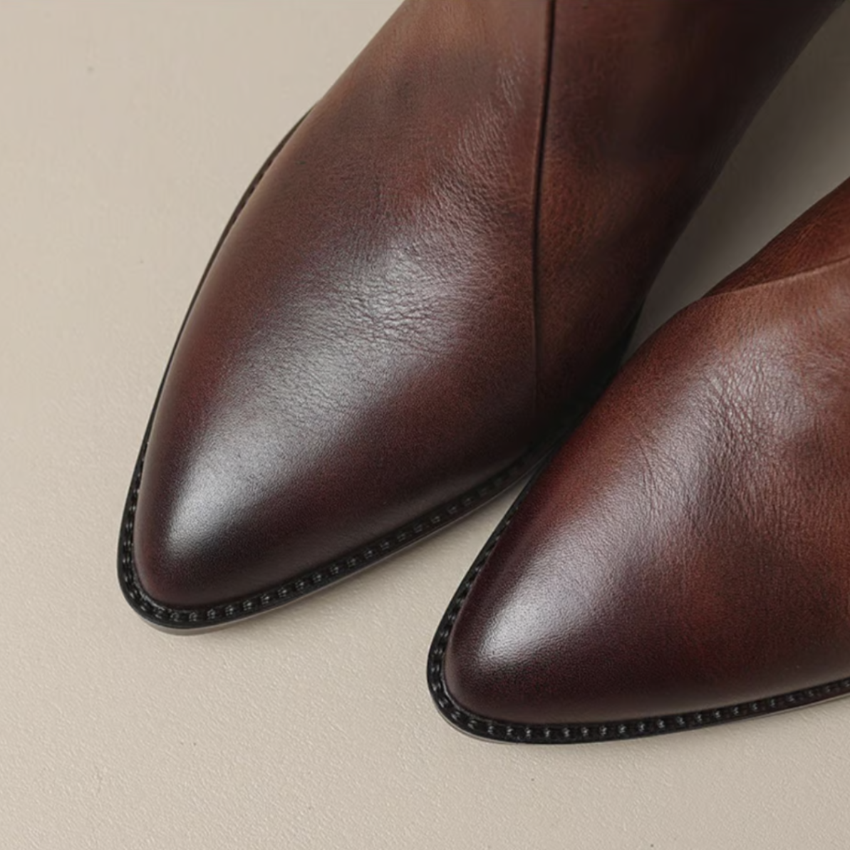 Felly Low Heel Ankle Boots with Zip Entry and Block Heel - Brown
