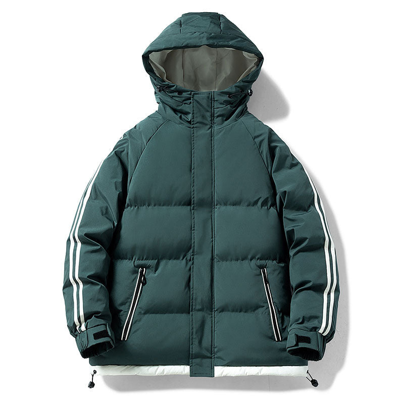 Gustav Men's Puffer Jacket with Contrast Stripes - Green