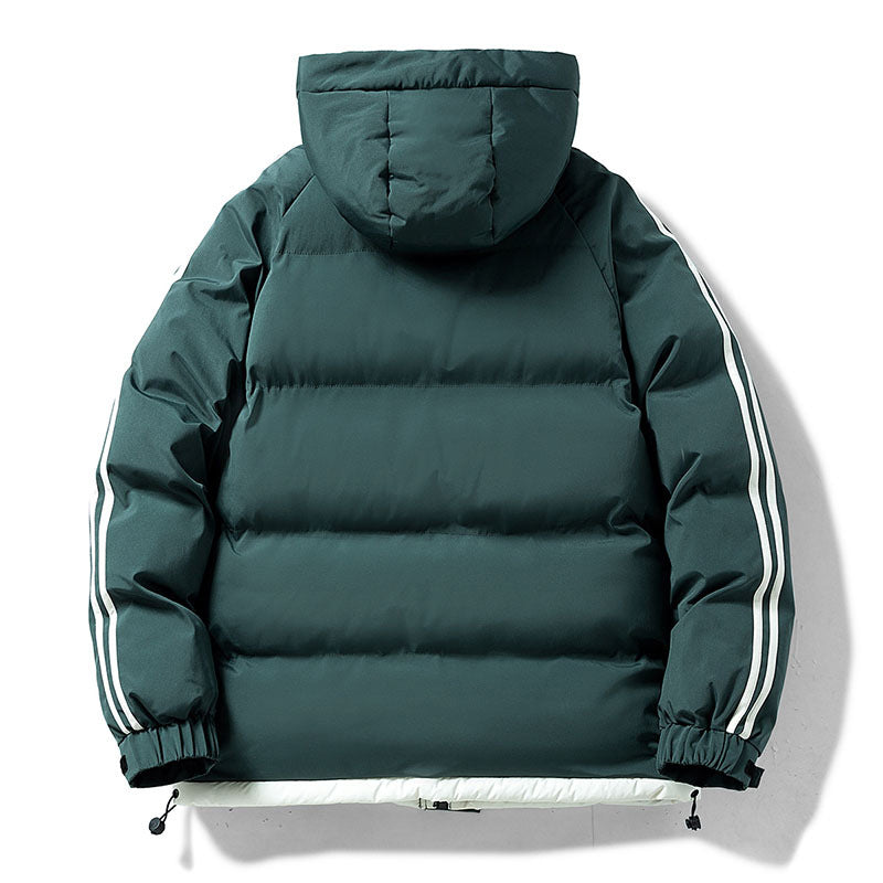 Gustav Men's Puffer Jacket with Contrast Stripes - Green