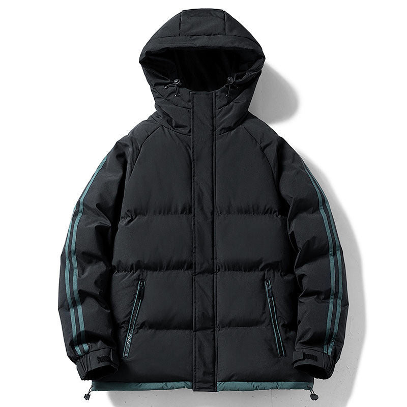 Gustav Men's Puffer Jacket with Contrast Stripes - Black