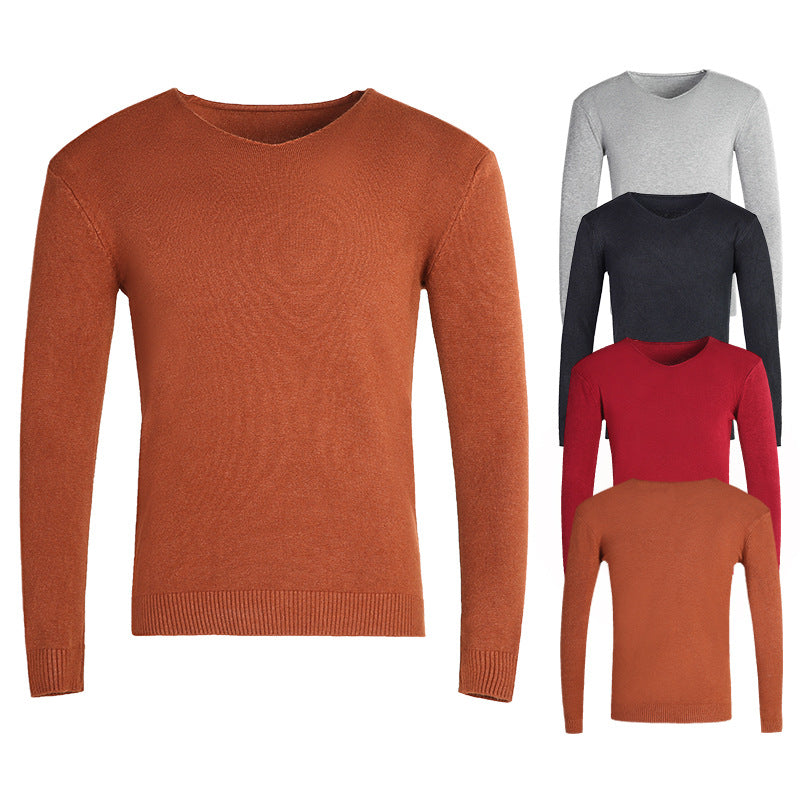 Jorik Men's V-Neck Sweater with Ribbed Trim and Fine Knit