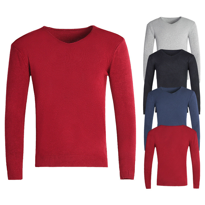 Jorik Men's V-Neck Sweater with Ribbed Trim and Fine Knit
