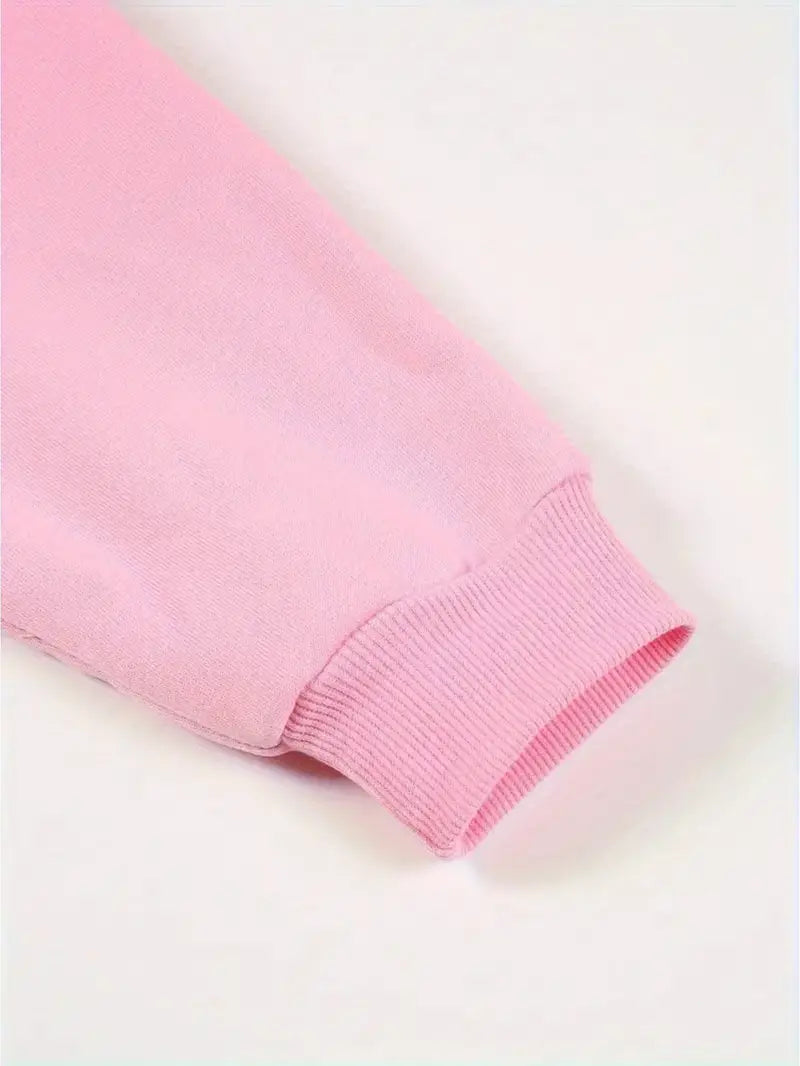 Karis Crew Neck Sweatshirt with Ribbed Trim and Straight Body - Pink