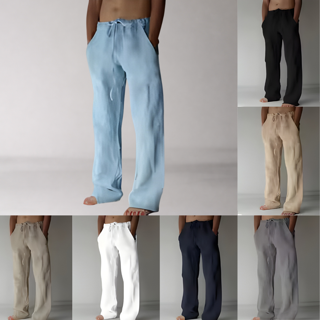 Logan Men's Drawstring Trousers with Straight Leg and Side Pockets