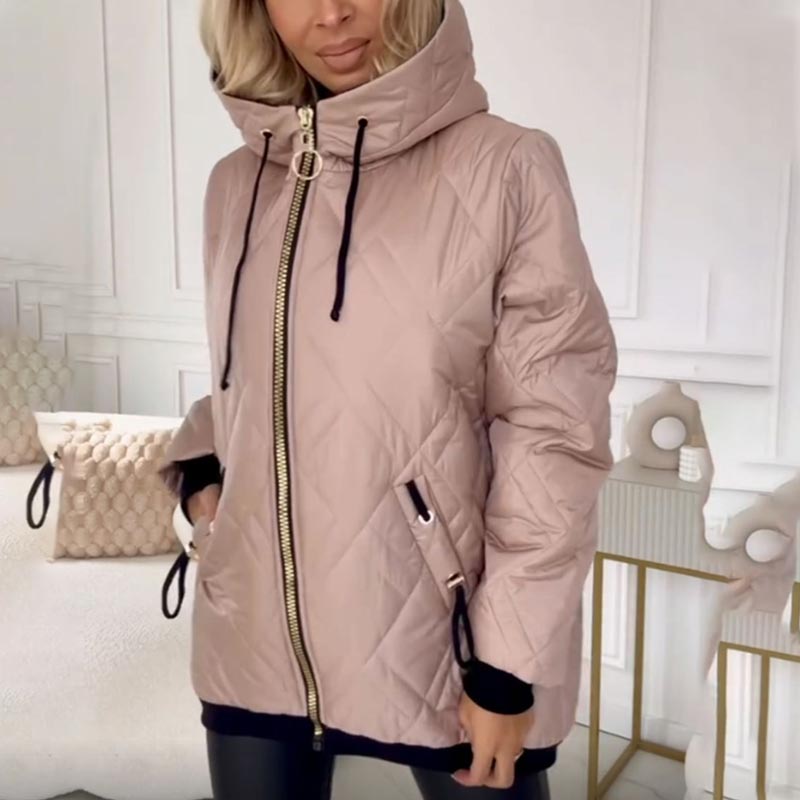 Marcela Hooded Puffer Jacket with Front Pockets - Pink