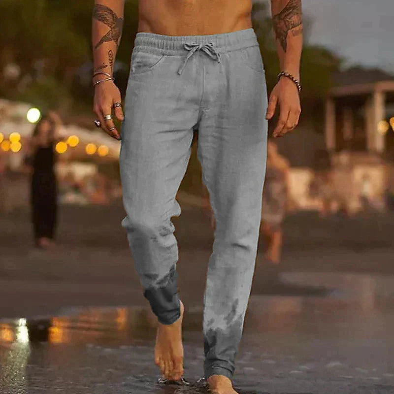 Marlon Men's Drawstring Joggers with Tapered Leg - Gray
