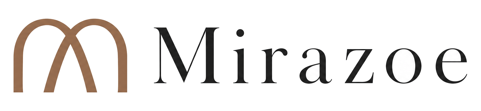 Mirazoe logo lockup in brand colours on transparent background
