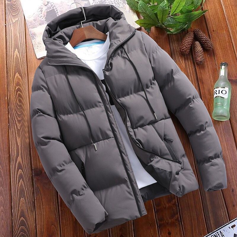 Ottmar Men's Puffer Jacket with Fixed Hood and Full Zip - Gray