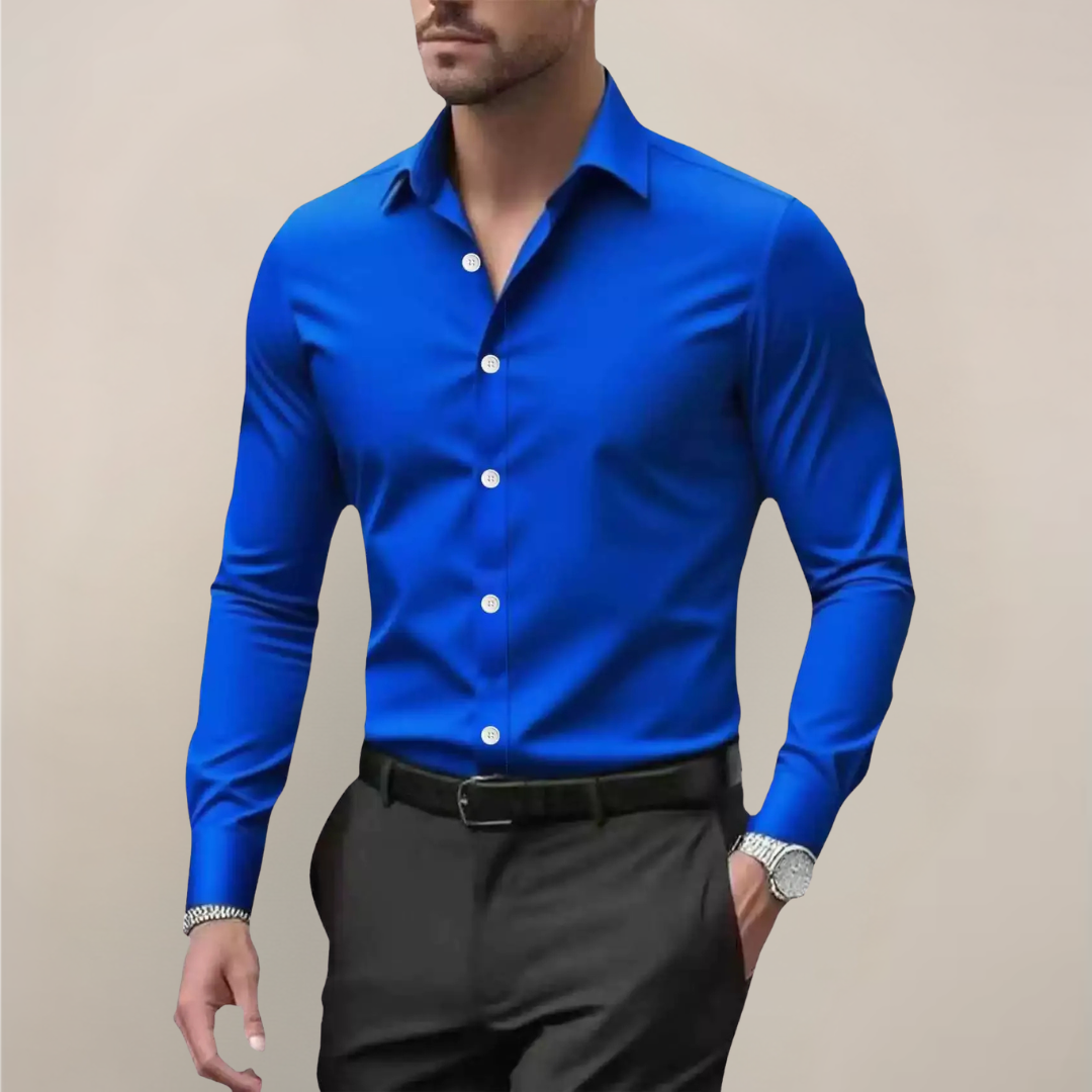 Rafael Men's Pique Polo Shirt with Smocked Collar - Royal Blue