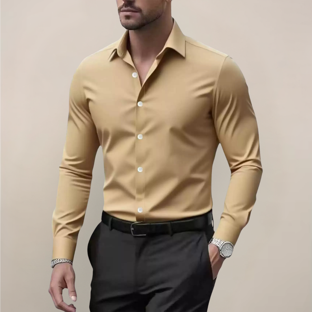 Rafael Men's Pique Polo Shirt with Smocked Collar - Beige