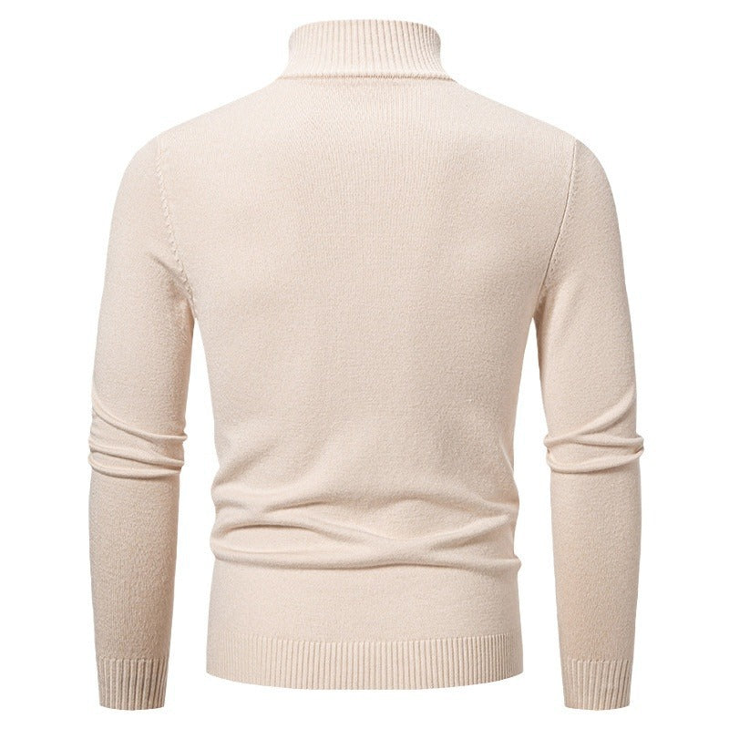 Soenke Men's Cable Knit Sweater with Zip Collar - Cream White