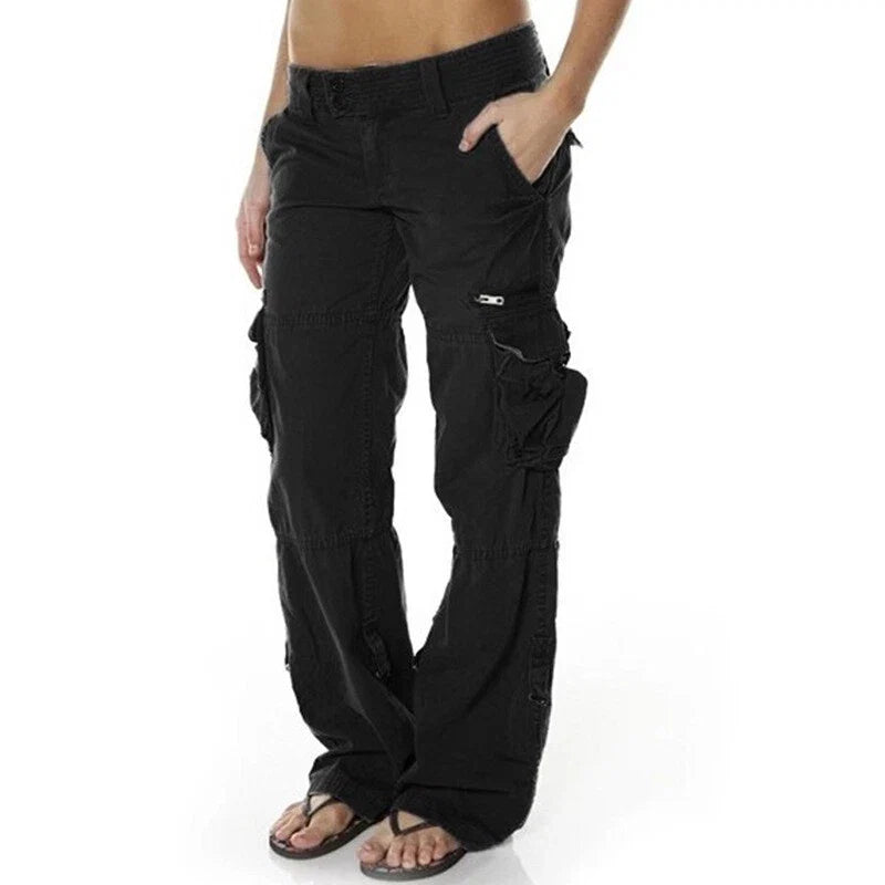 Tyla Street Cargo Trousers with Utility Pockets - Black