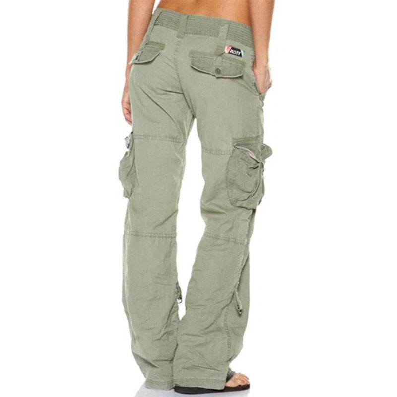 Tyla Street Cargo Trousers with Utility Pockets - Army Green