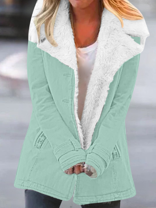 Yve Winter Coat with Hood and Deep Pockets, Below-Hip Hem - Light Green