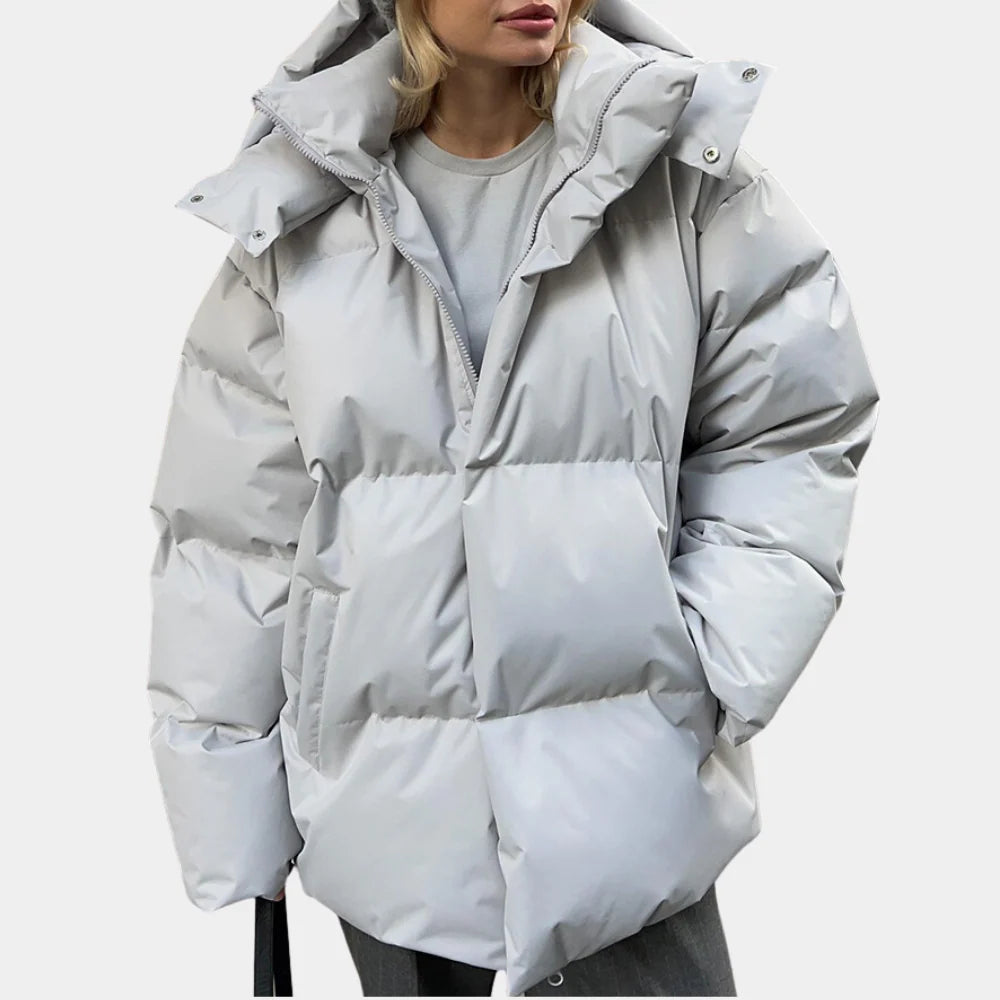 Women’s Black Quilted Puffer Jacket Lightweight Design with Hood 1