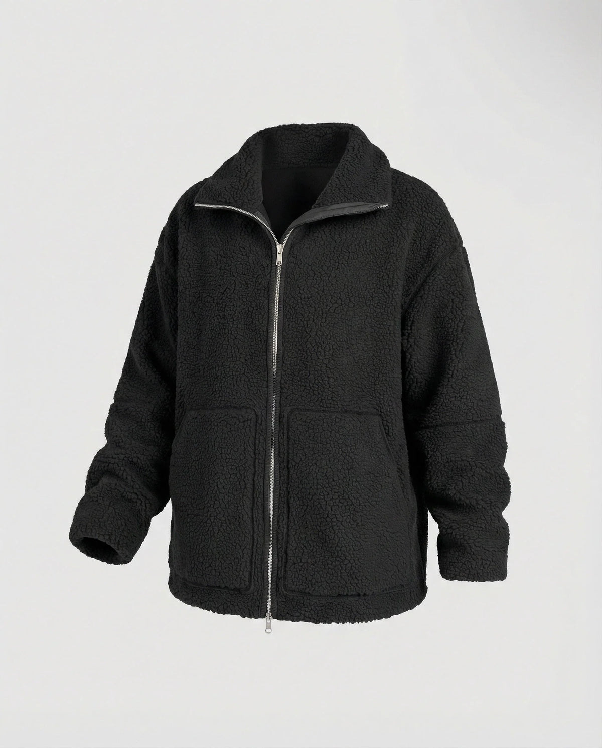 Women’s High Collar Teddy Jacket Full Zip Regular Fit Cozy Style 2